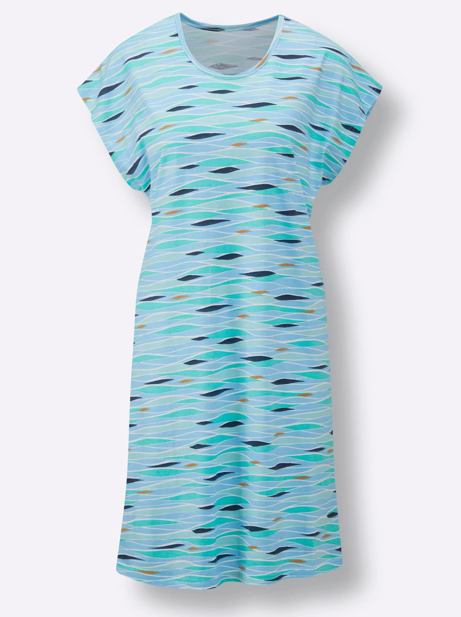 Strandkleider|feel good Sommerkleid dunkelblau-bedruckt+aqua-bedruckt