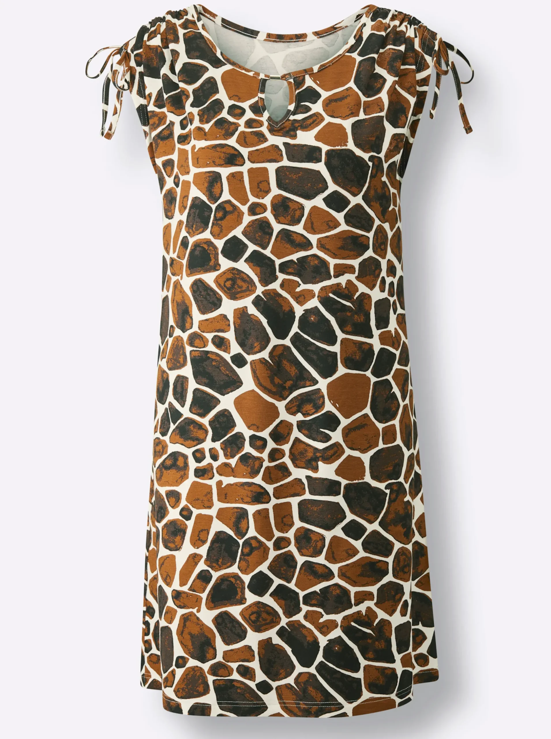 Kleider|feel good Sommerkleid champagner-schoko-bedruckt