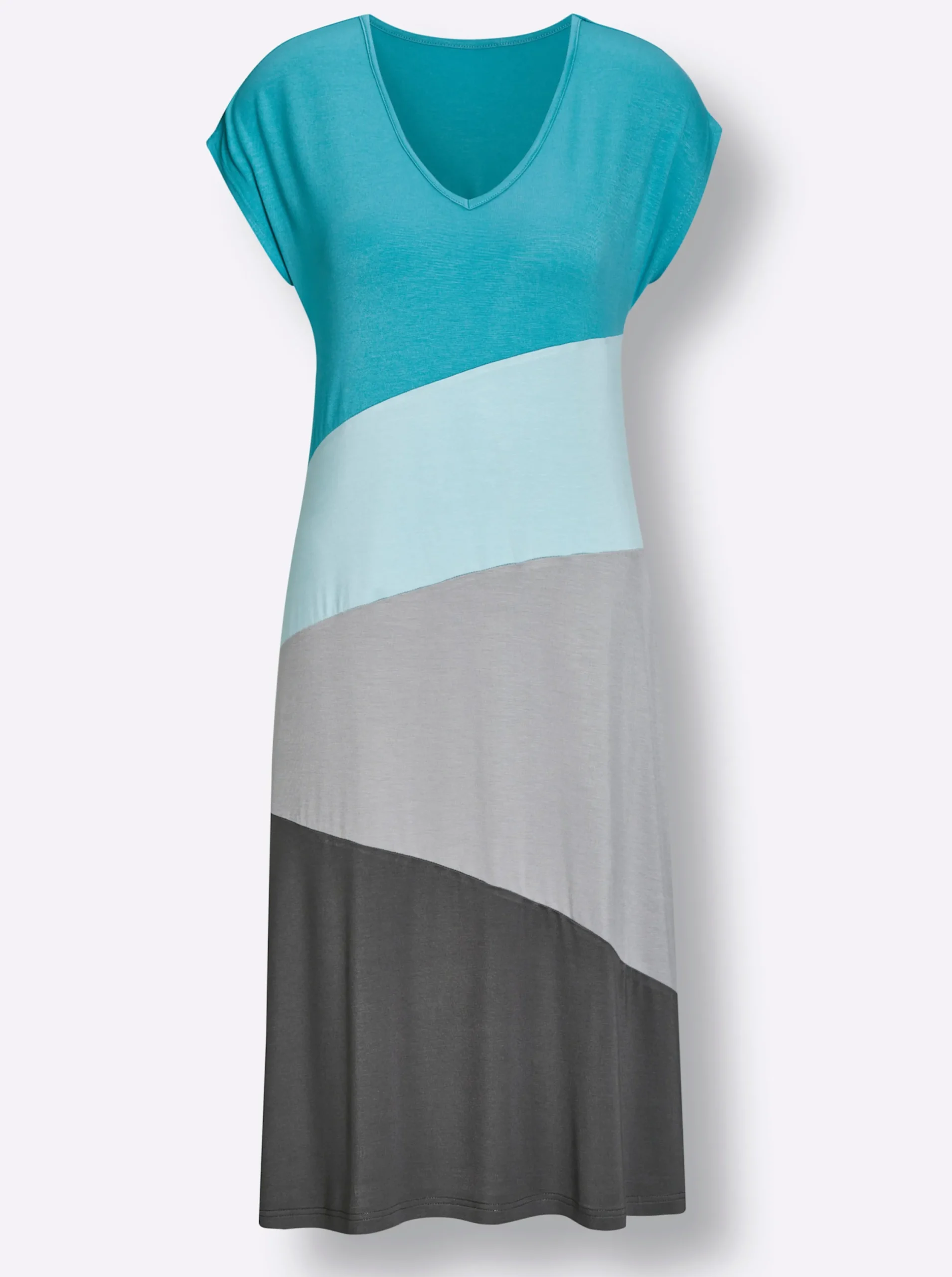 Strandkleider|feel good Sommerkleid in A-Linie türkis-anthrazit