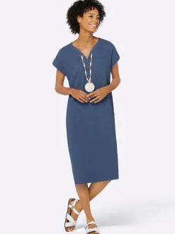 Kleider| Sommerkleid in Musselin-Qualität jeansblau
