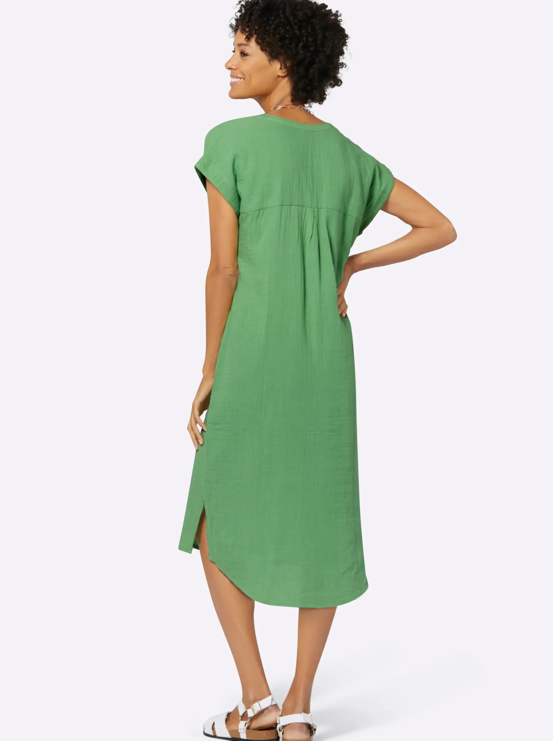Kleider| Sommerkleid in Musselin-Qualität apfel
