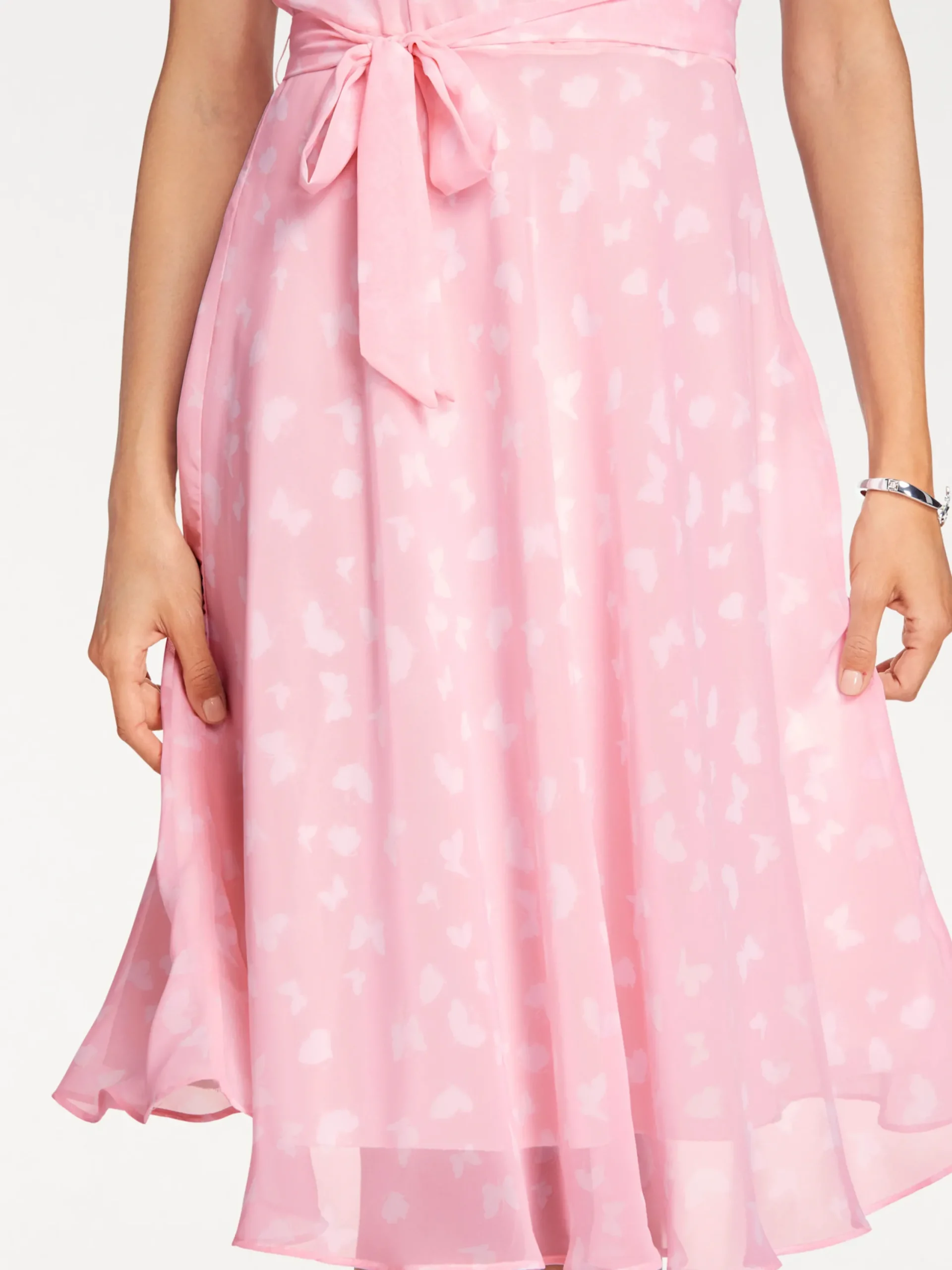 Kleider|heine Sommerkleid inklusive Bindegürtel rosé-offwhite