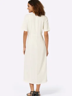 Kleider| Sommerkleid Knöpfe in Horn-Optik champagner