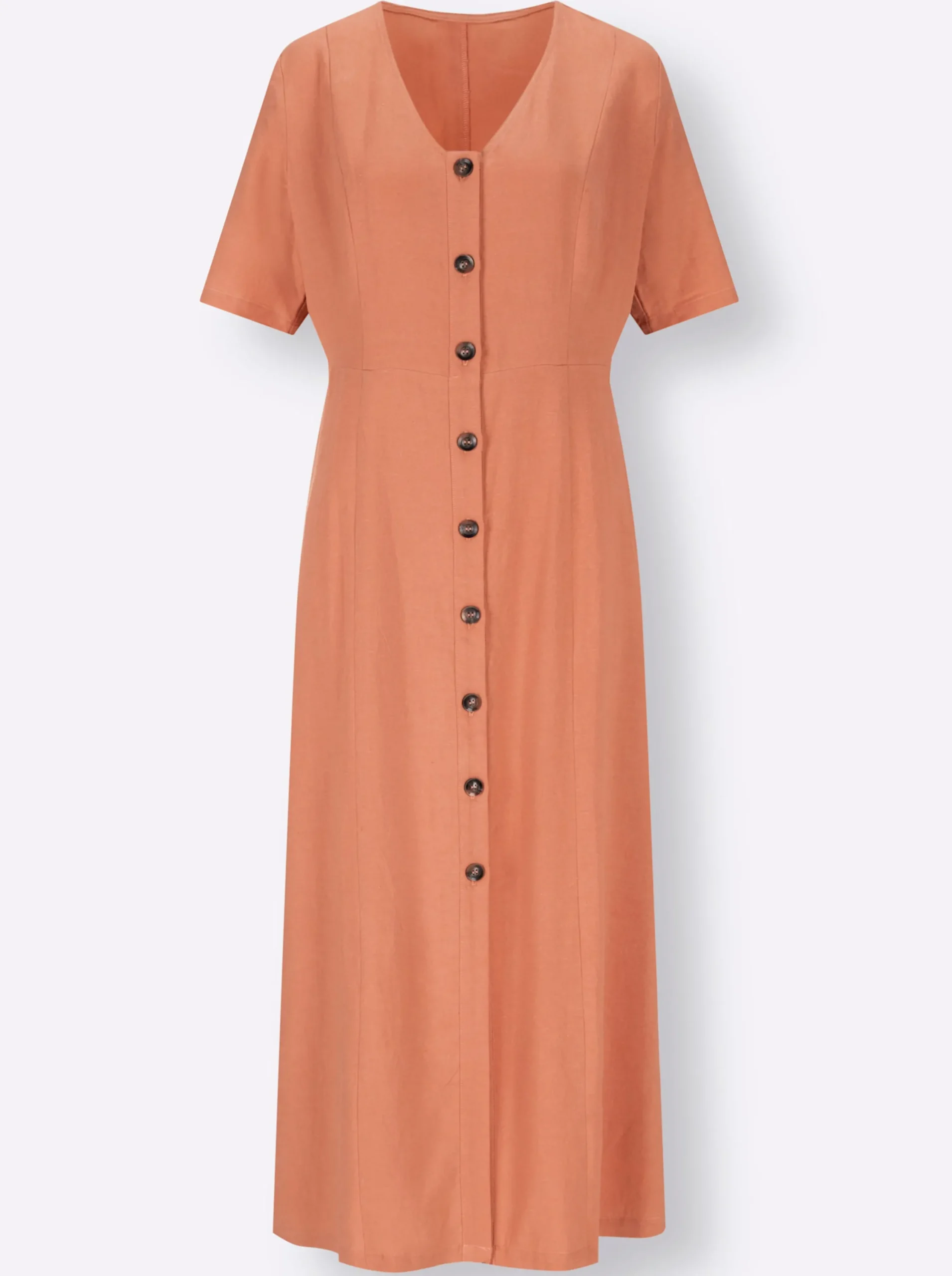 Strandkleider|Kleider| Sommerkleid Knöpfe in Horn-Optik papaya