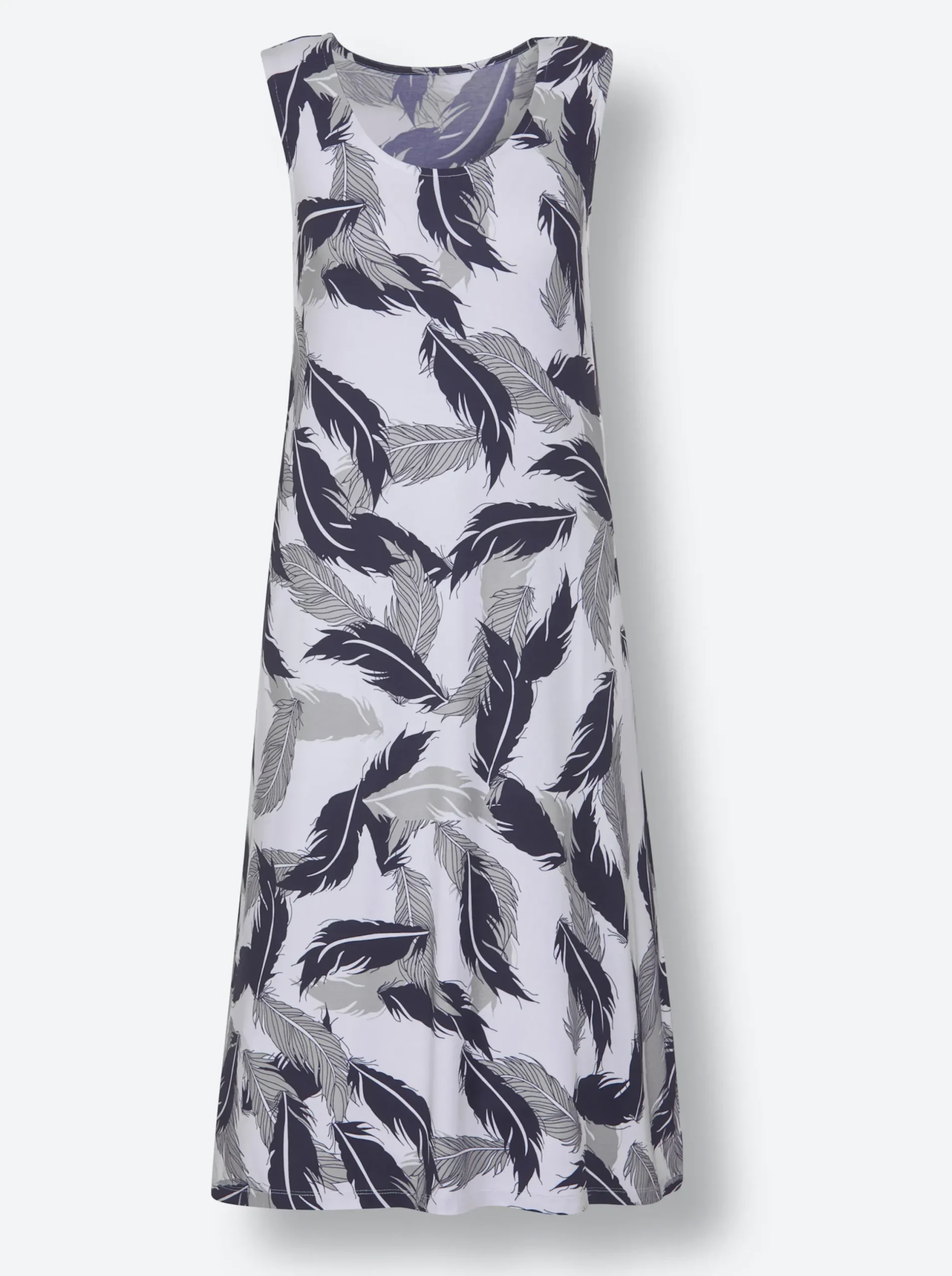 Strandkleider|feel good Sommerkleid mit Rundhals-Ausschnitt weiß-bedruckt