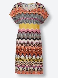 Strandkleider|Kleider|feel good Sommerkleid mit Zick-Zack-Dessin bunt-bedruckt