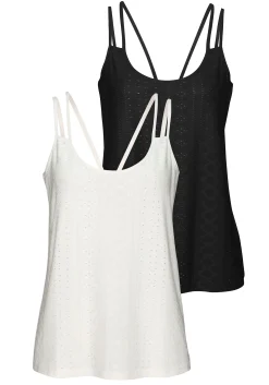 Strandmode|Vivance Spaghettitop creme,schwarz