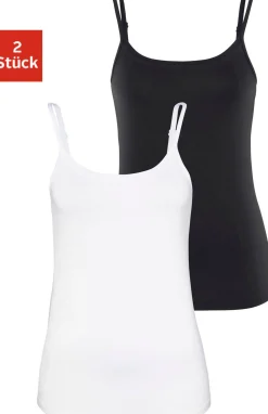 Strandmode|Shirts|Vivance Spaghettitop schwarz,weiß