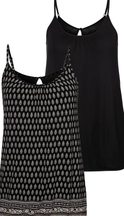 Shirts|LASCANA Spaghettitop schwarz-gemustert,schwarz-uni
