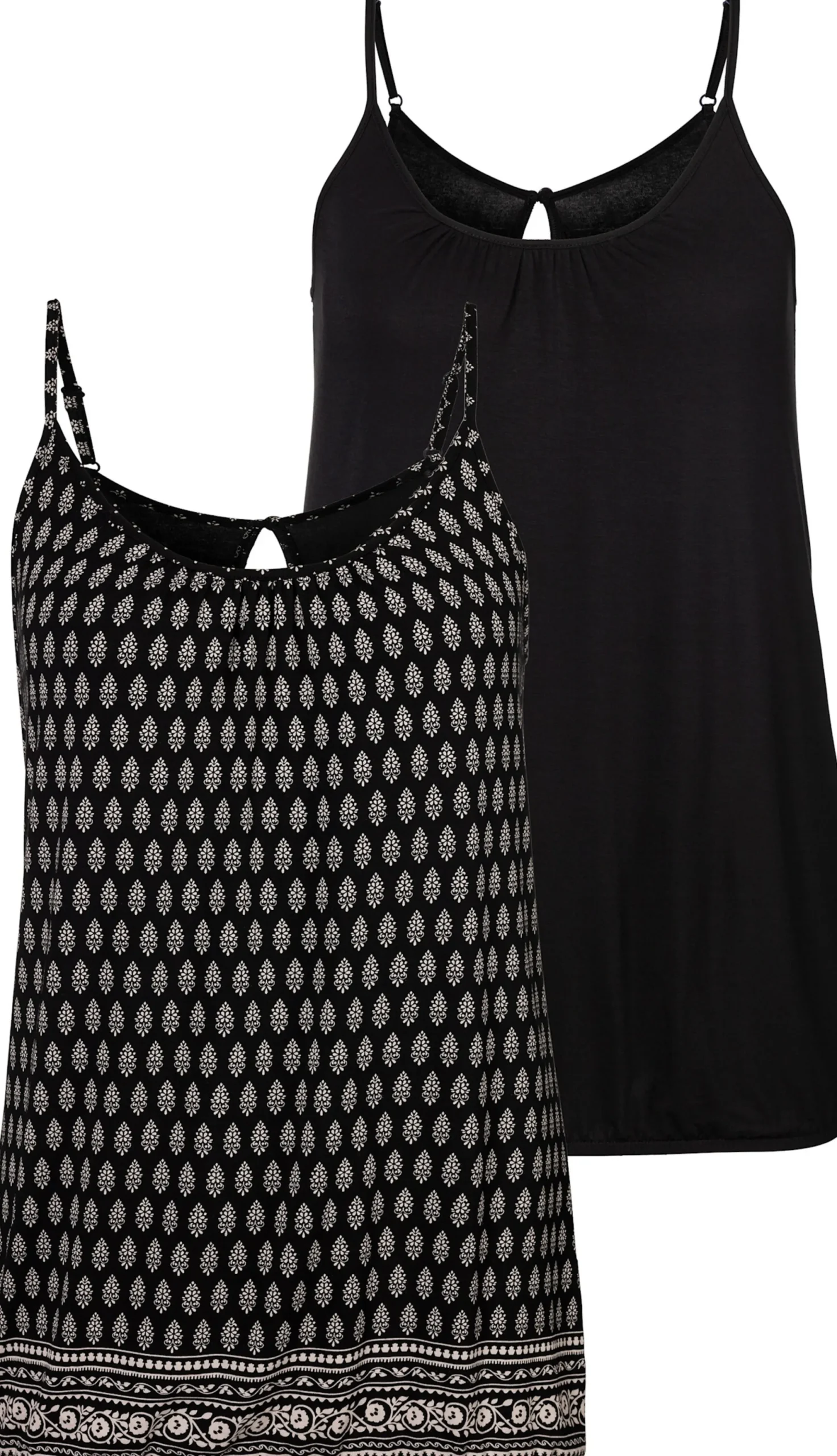 Shirts|LASCANA Spaghettitop schwarz-gemustert,schwarz-uni