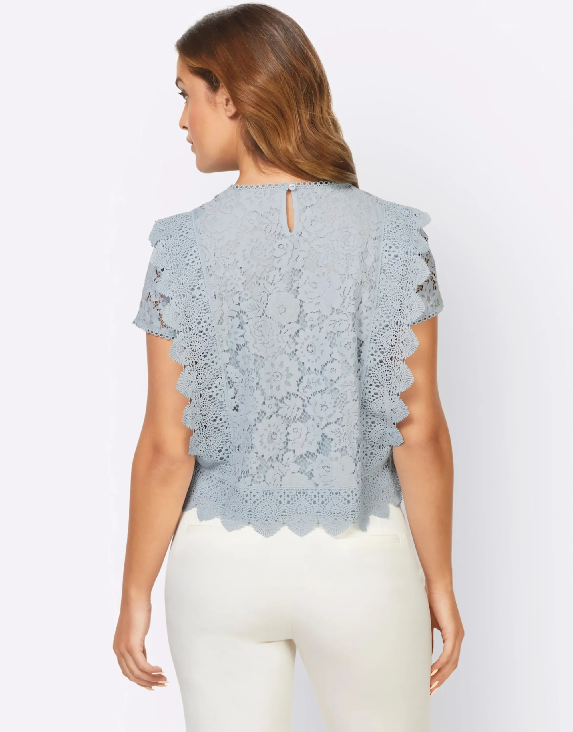 Blusen|heine Spitzen-Bluse hellblau
