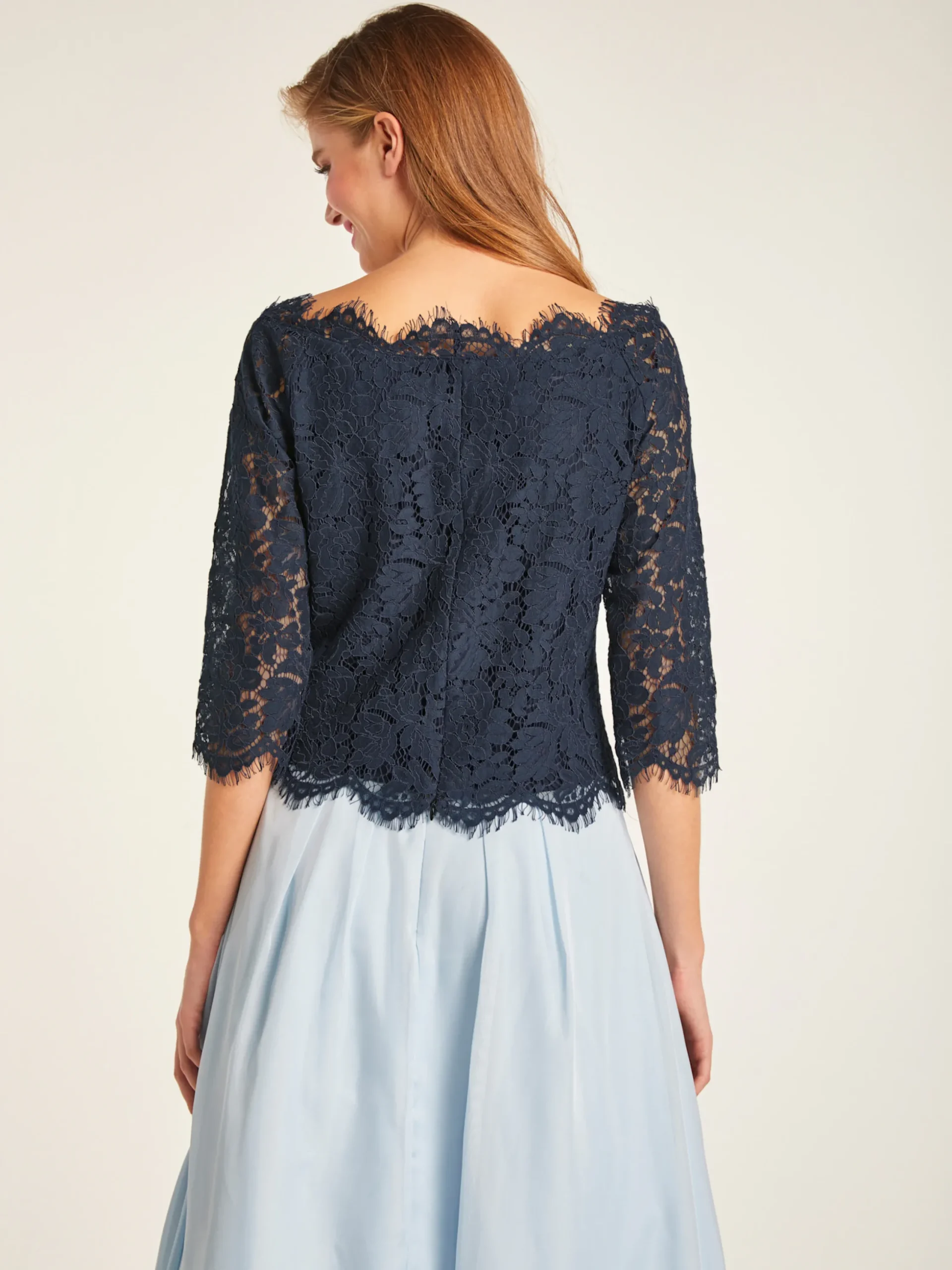 Blusen|heine Spitzenbluse mit 3/4-Ärmeln nachtblau