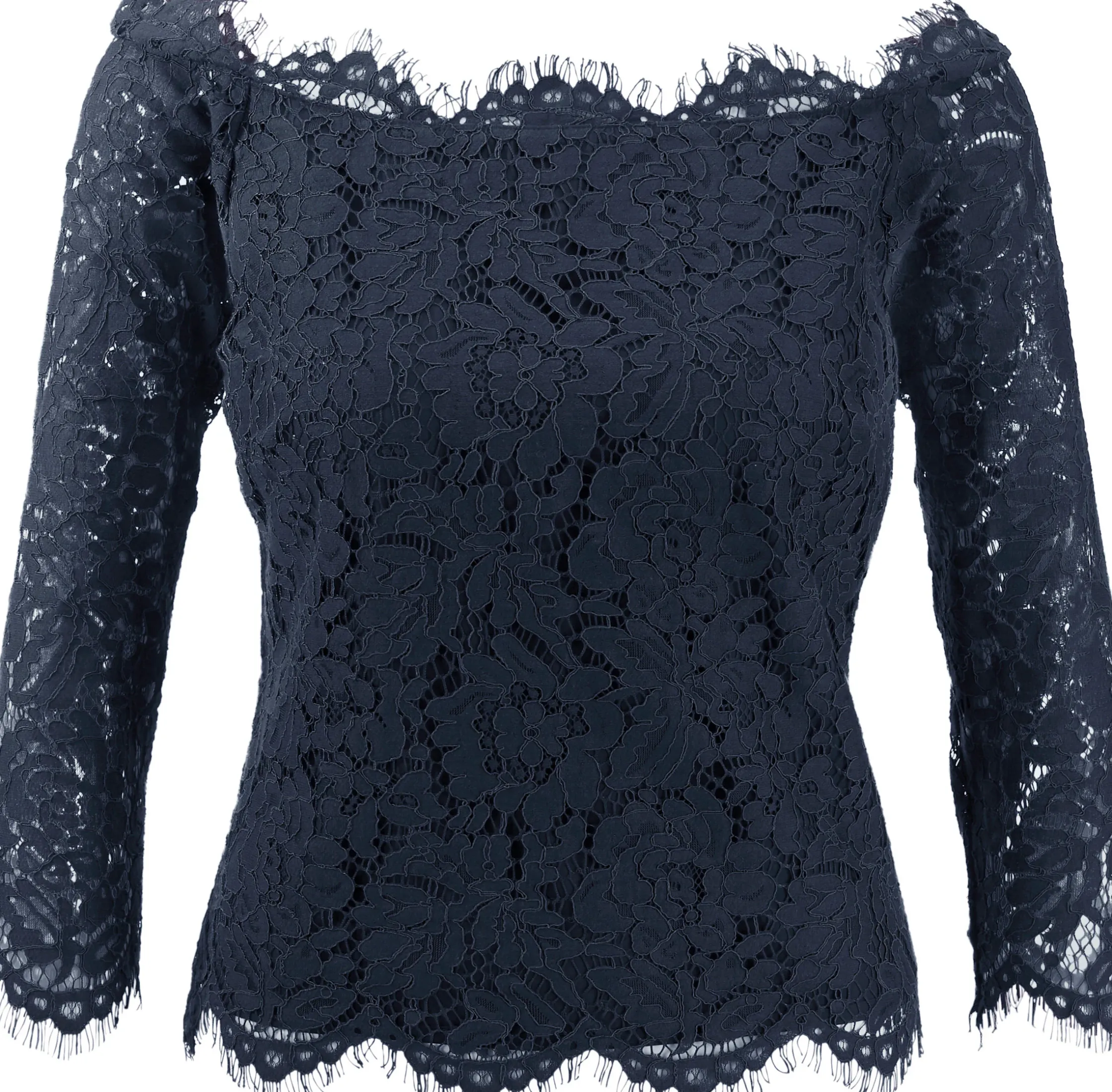 Blusen|heine Spitzenbluse mit 3/4-Ärmeln nachtblau