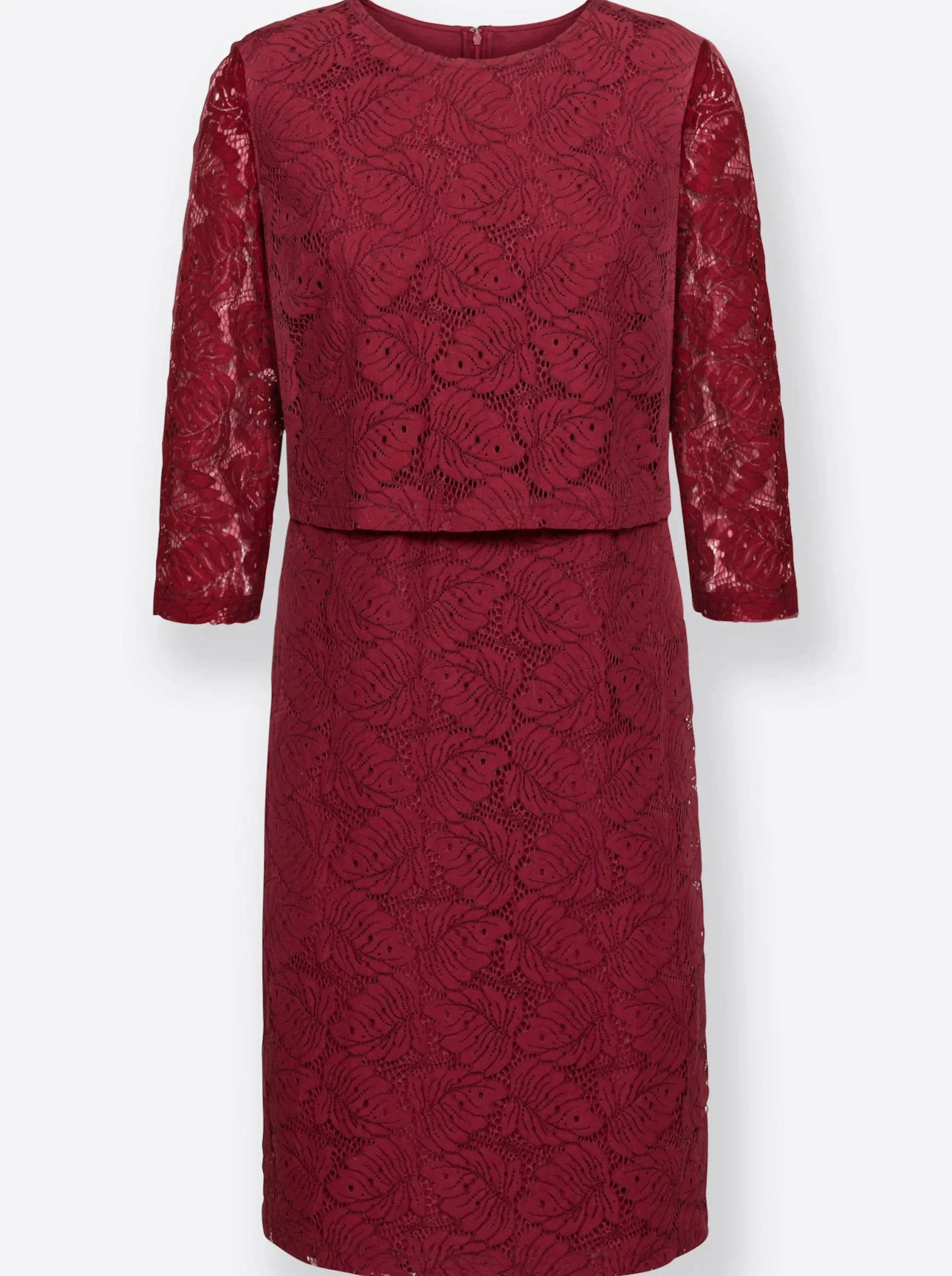 Kleider| Spitzenkleid in Etui-Form dunkelrot