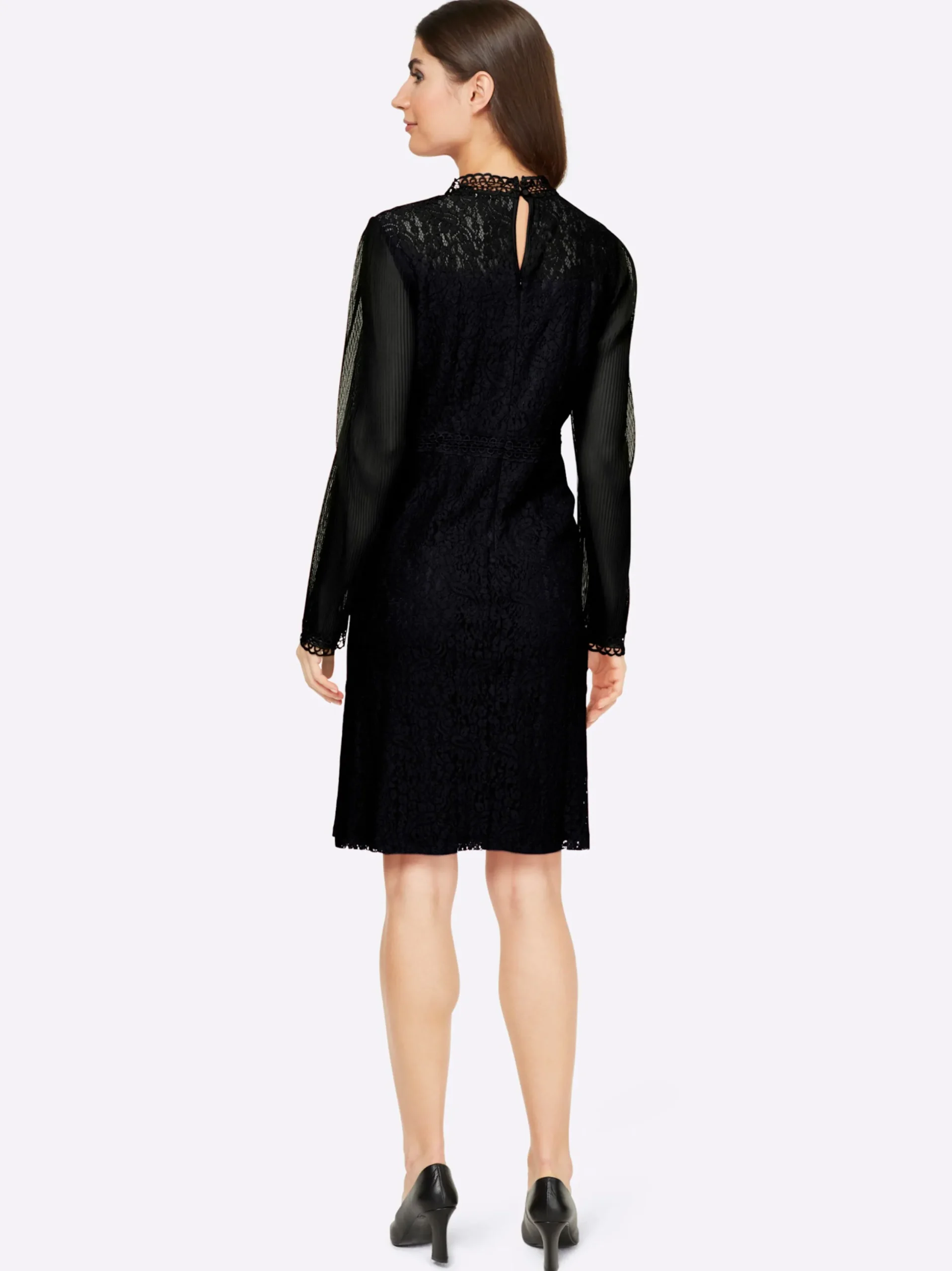 Abendkleider|Kleider|heine Spitzenkleid mit transparenten Ärmeln marine