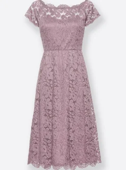 Kleider| Spitzenkleid mit U-Boot-Ausschnitt, schwingend mauve