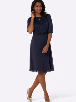 Kleider| Spitzenkleid mit weitem Rockteil marine