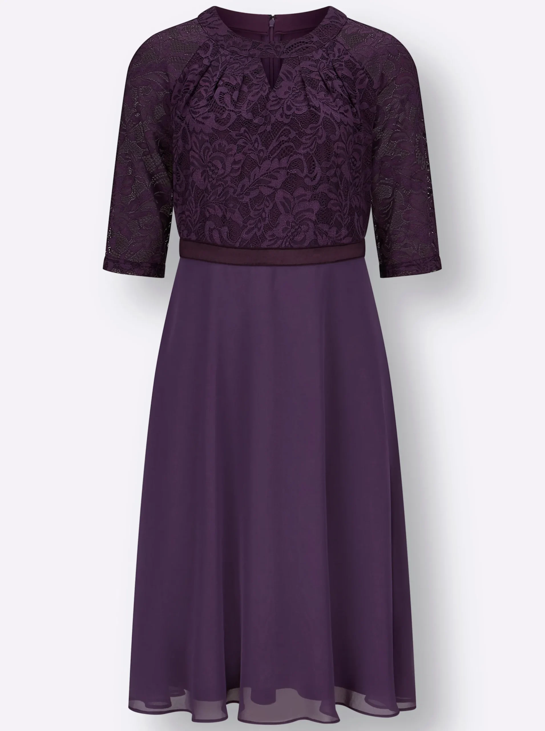 Abendkleider| Spitzenkleid mit weitem Rockteil traube