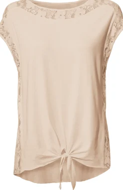 Strandmode|Shirts|heine Spitzenshirt mit Knoten-Detail sand