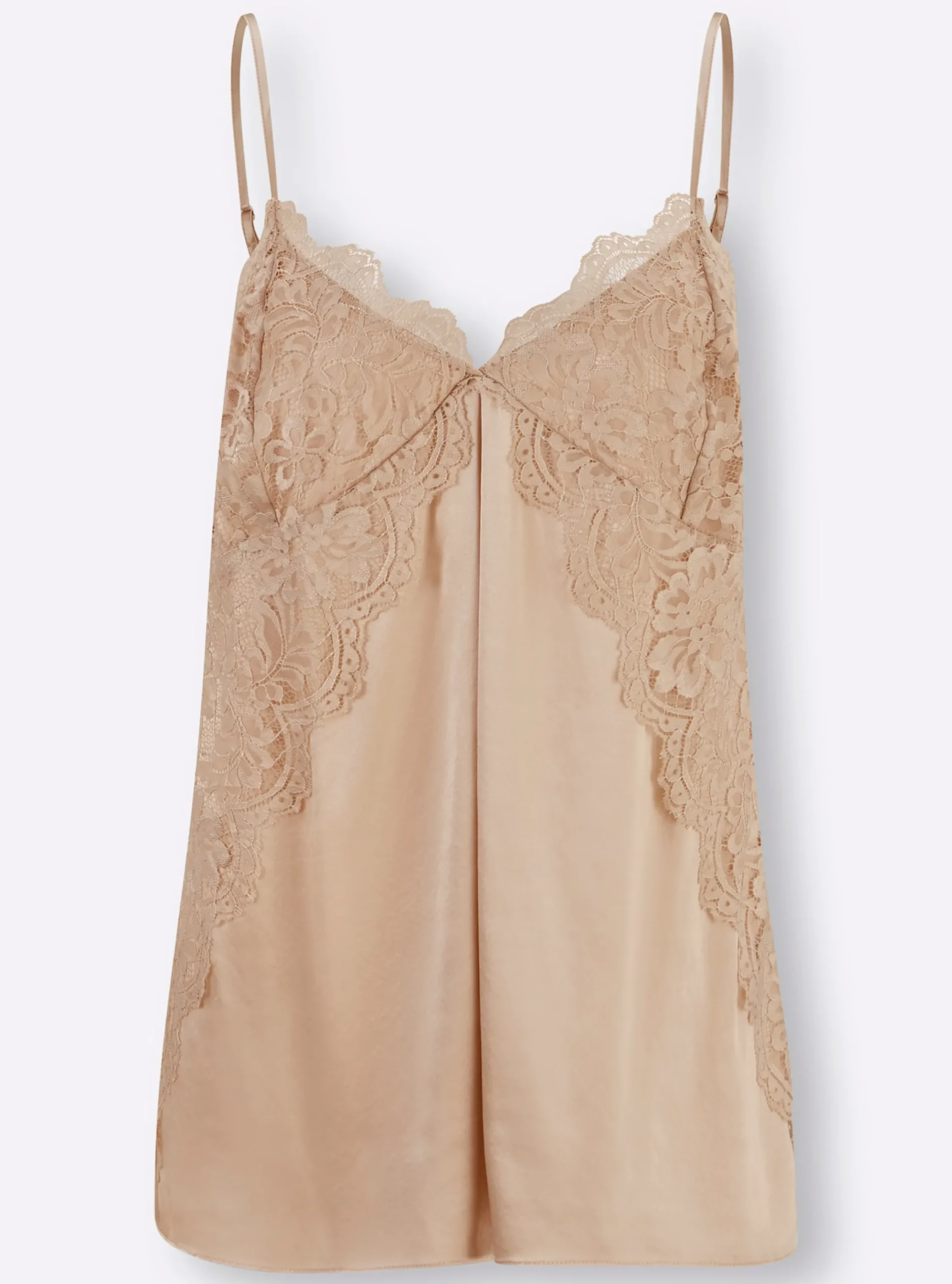Blusen|heine Spitzentop mit Seide beige