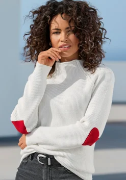 Pullover|LASCANA Stehkragenpullover wollweiß
