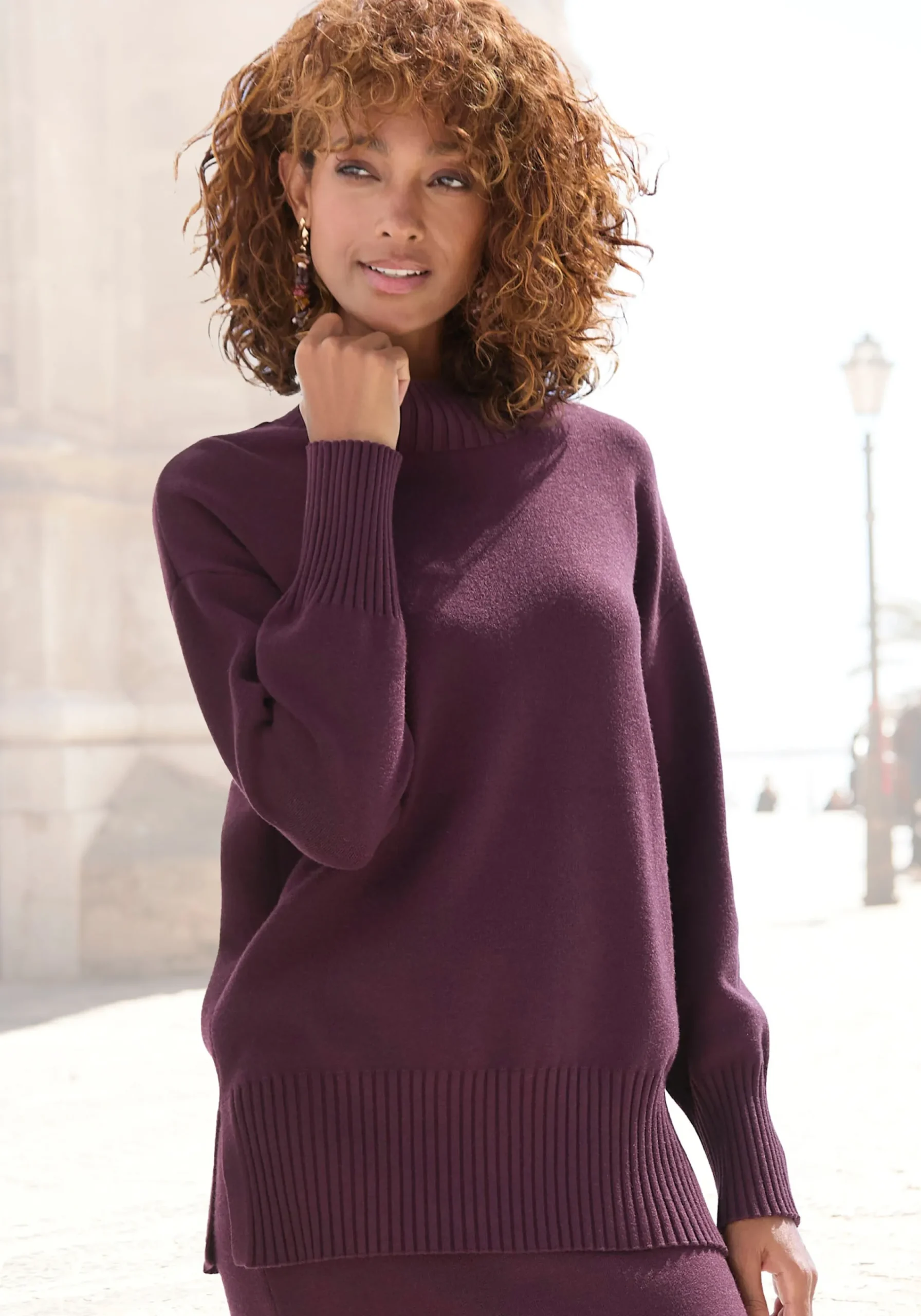 Strandmode|LASCANA Stehkragenpullover burgunder