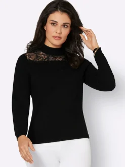 Pullover| Stehkragenpullover schwarz