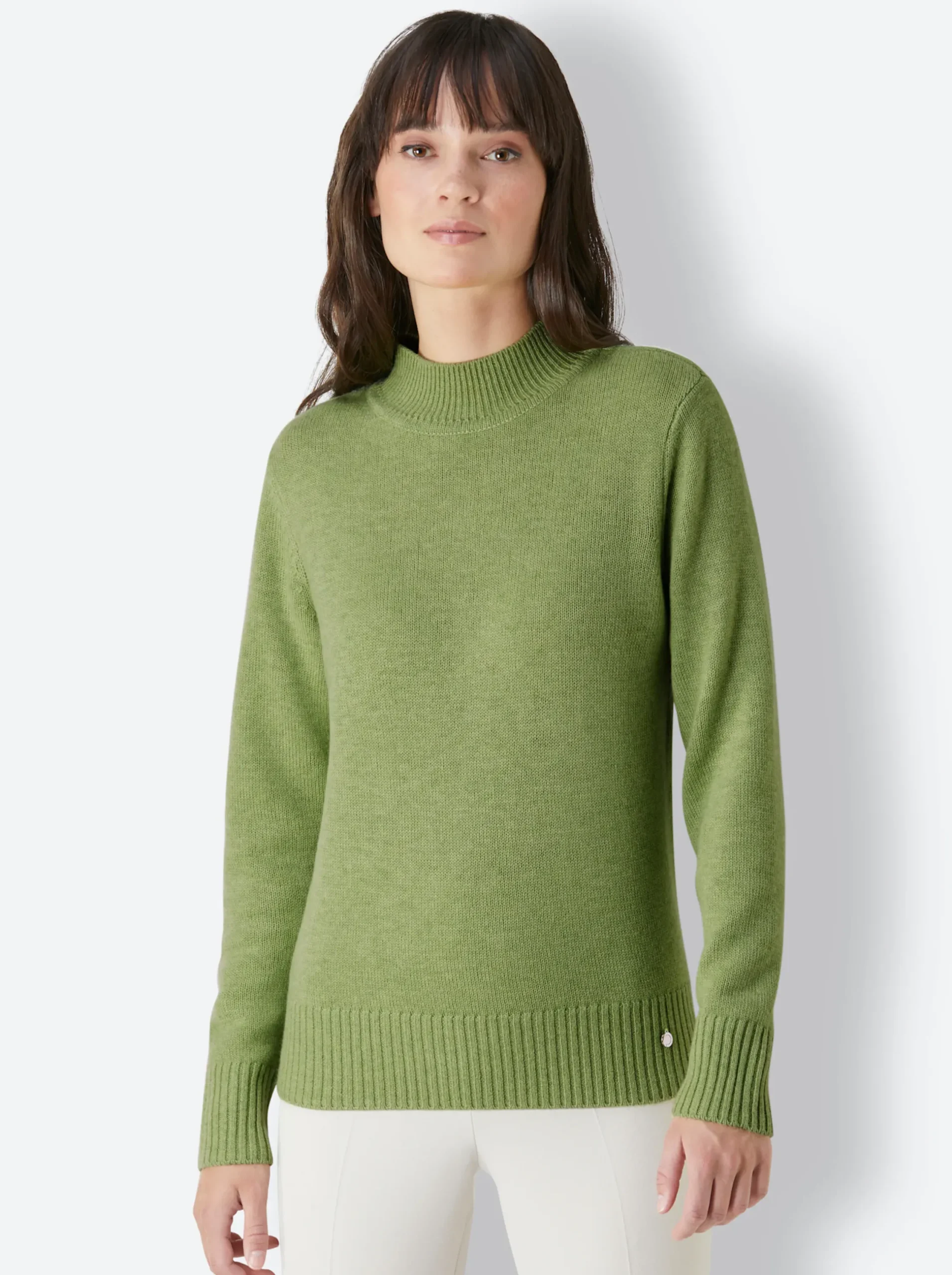 Pullover|CREATION L PREMIUM Stehkragenpullover kiwi-meliert
