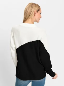 Pullover|heine Stehkragenpullover schwarz-ecru-gemustert