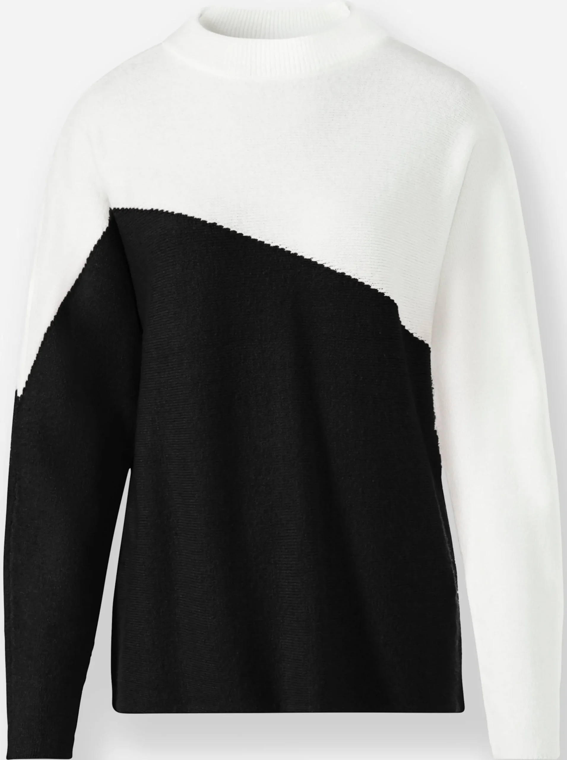 Pullover|heine Stehkragenpullover schwarz-ecru-gemustert