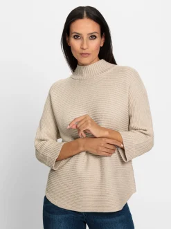 Pullover|heine Stehkragenpullover beige-meliert