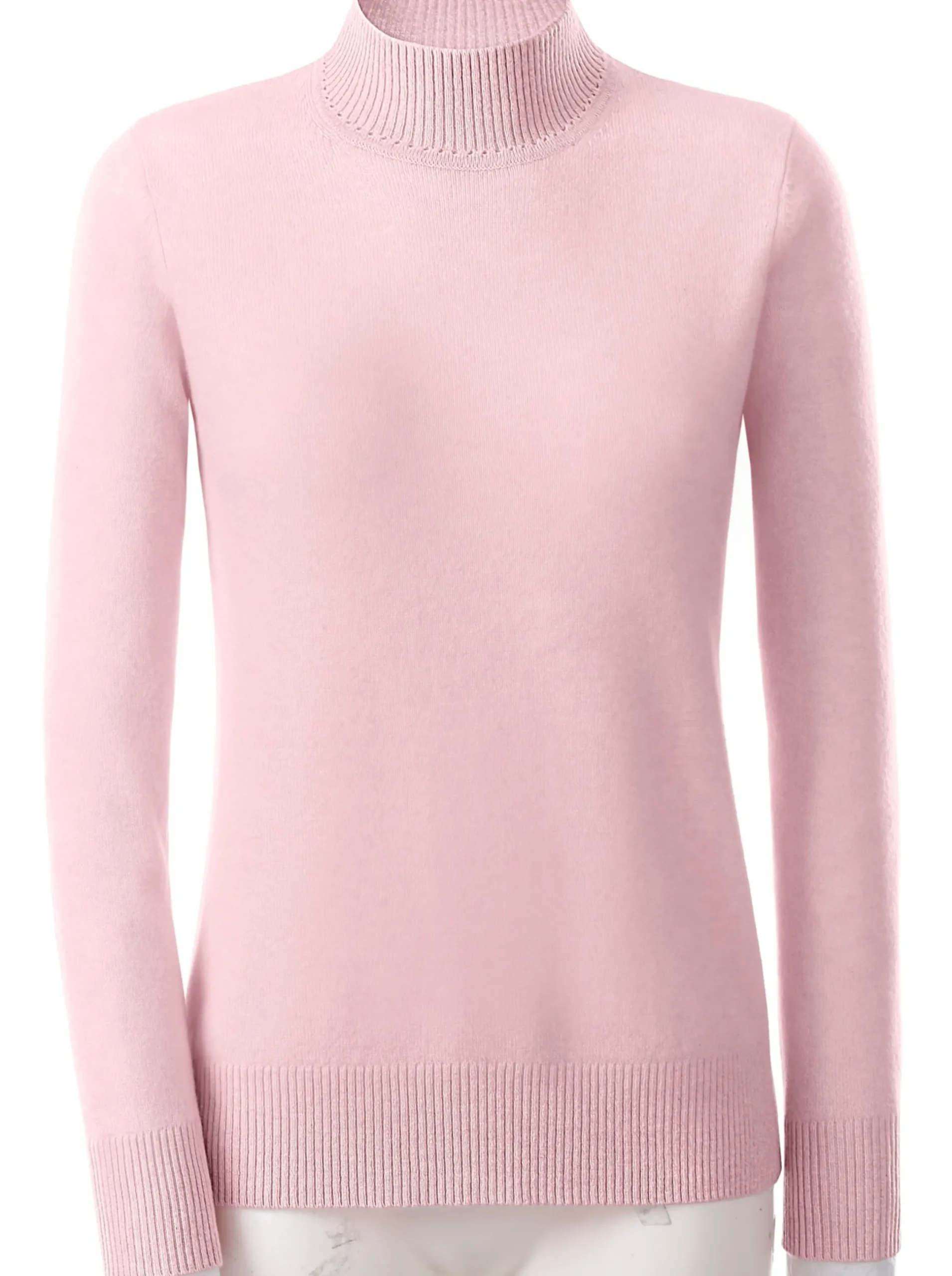 Basics| Stehkragenpullover aus reinem Kaschmir rosé-meliert