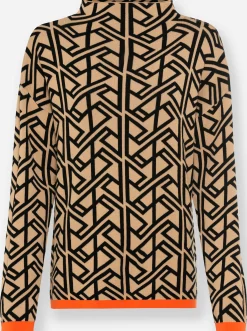 Pullover|heine Stehkragenpullover im grafischen Dessin camel-schwarz-gemustert