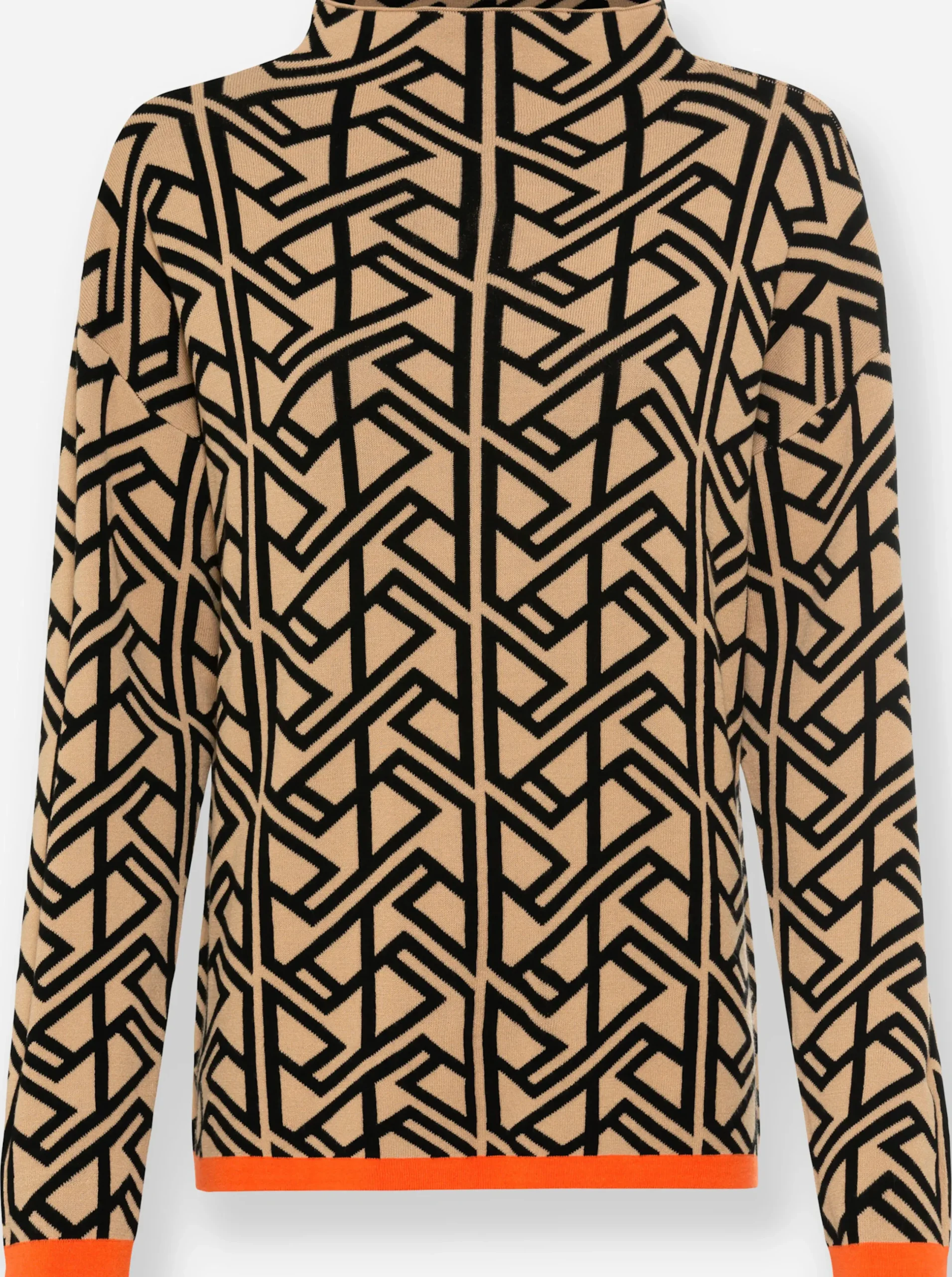 Pullover|heine Stehkragenpullover im grafischen Dessin camel-schwarz-gemustert