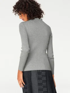 Pullover|heine Stehkragenpullover in figurbetonender Form silbergrau