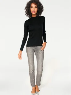 Pullover|heine Stehkragenpullover in figurbetonender Form schwarz