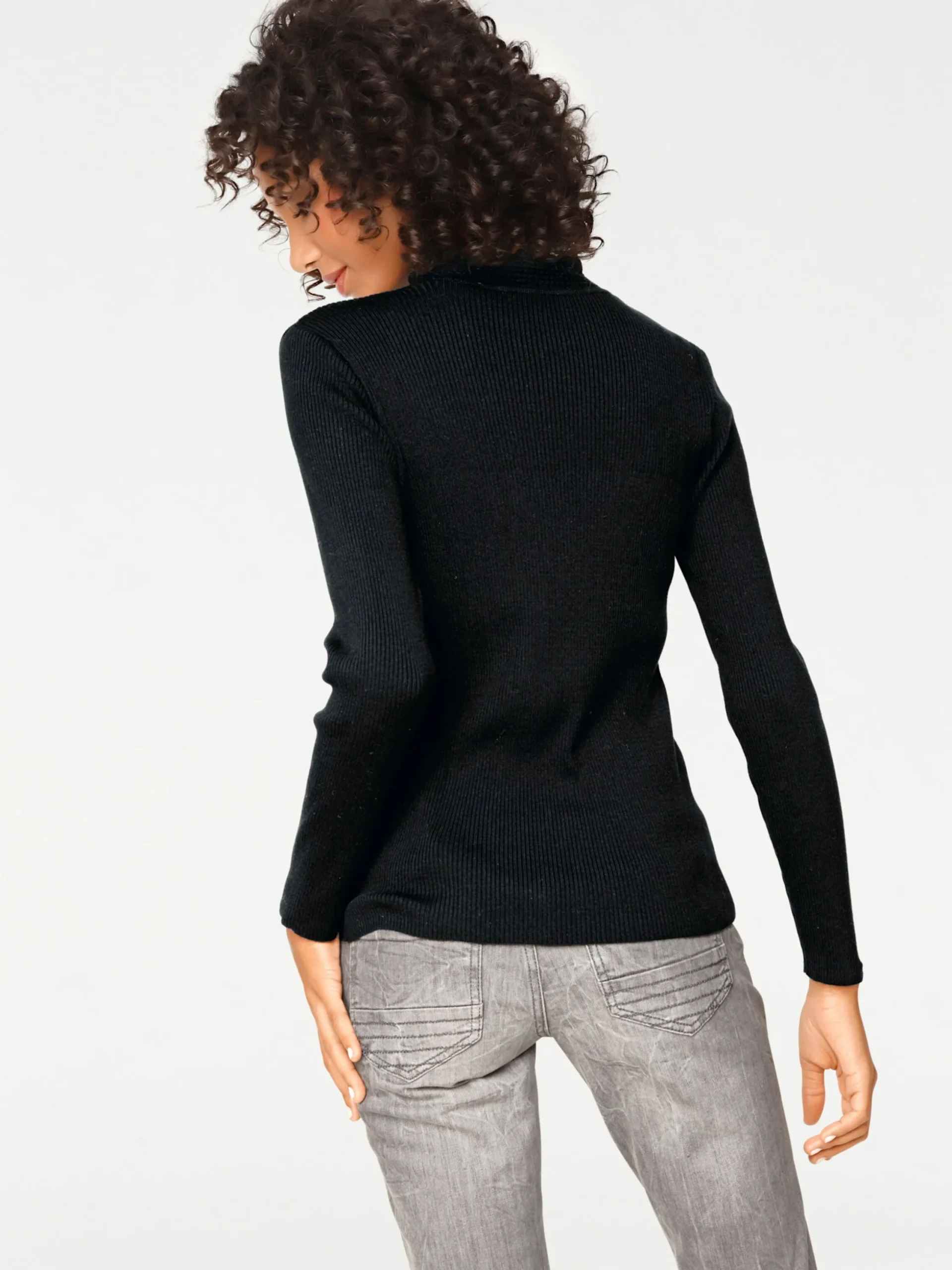 Pullover|heine Stehkragenpullover in figurbetonender Form schwarz
