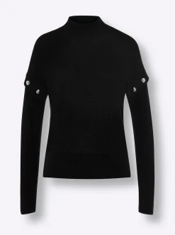 Pullover|heine Stehkragenpullover in Grobstrick-Qualität schwarz
