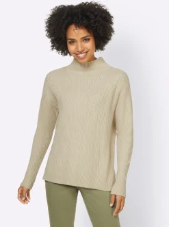 Pullover|heine Stehkragenpullover mit 20% Kaschmir sand-meliert