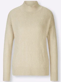 Pullover|heine Stehkragenpullover mit 20% Kaschmir sand-meliert