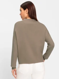 Pullover|heine Stehkragenpullover mit überschnittener Schulter sesam