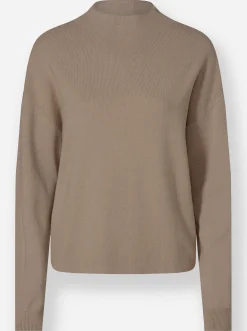 Pullover|heine Stehkragenpullover mit überschnittener Schulter sesam