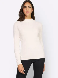 Pullover|heine Stehkragenpullover mit breitem Rippenmuster ecru