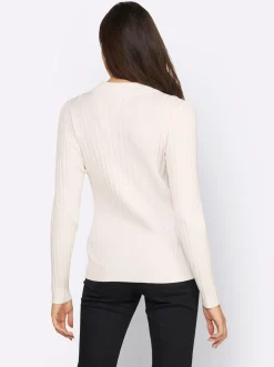 Pullover|heine Stehkragenpullover mit breitem Rippenmuster ecru