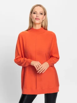 Pullover|heine Stehkragenpullover mit Fledermaus-Ärmel orange