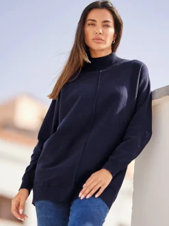Pullover|heine Stehkragenpullover mit Fledermaus-Ärmel marine
