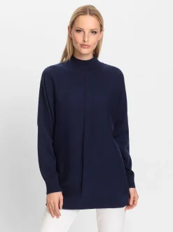 Pullover|heine Stehkragenpullover mit Fledermaus-Ärmel marine