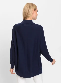 Pullover|heine Stehkragenpullover mit Fledermaus-Ärmel marine