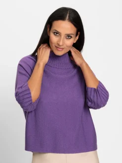 Pullover|heine Stehkragenpullover mit Fledermaus-Ärmeln lila