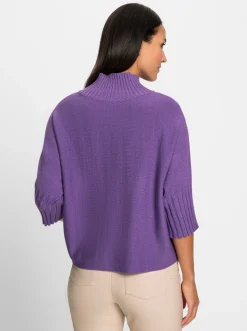 Pullover|heine Stehkragenpullover mit Fledermaus-Ärmeln lila